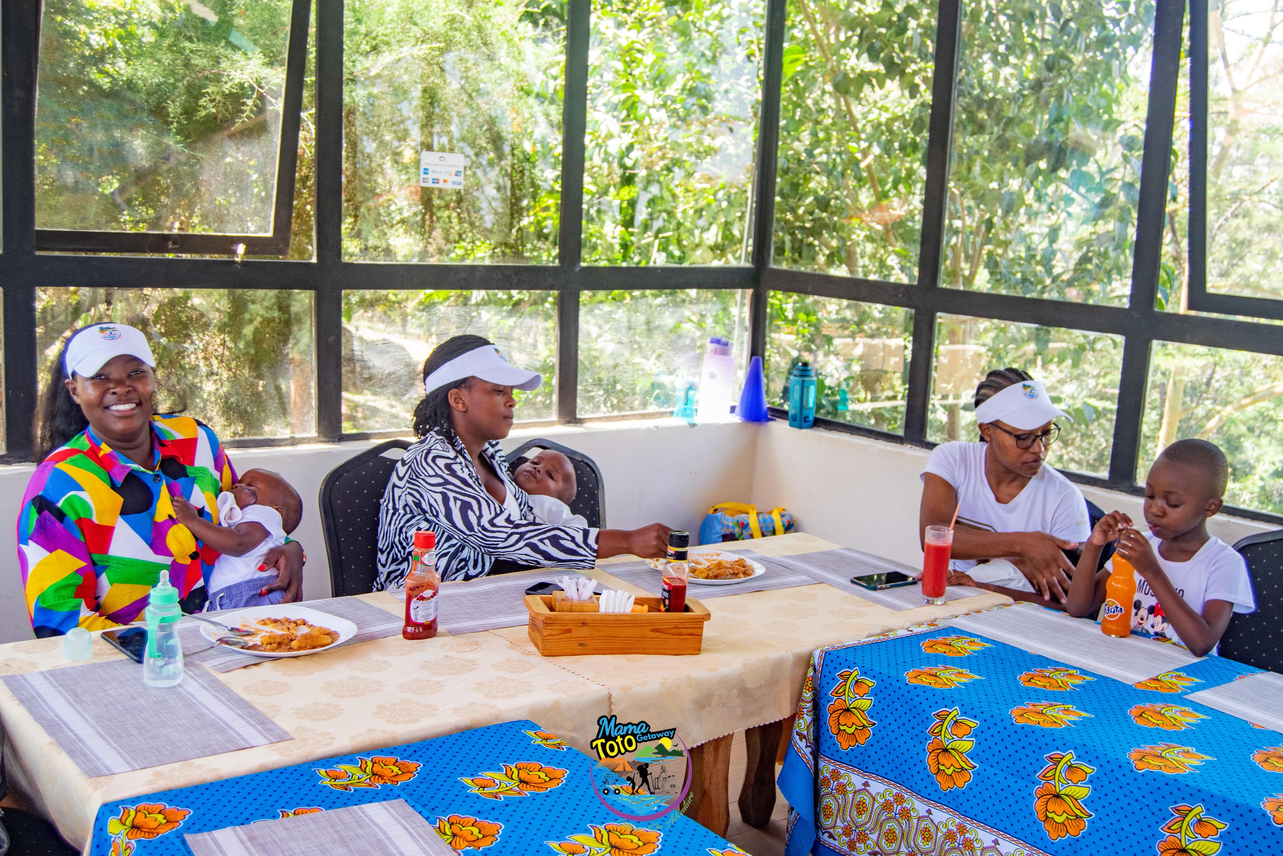 Moms feeding Kids during a retreat